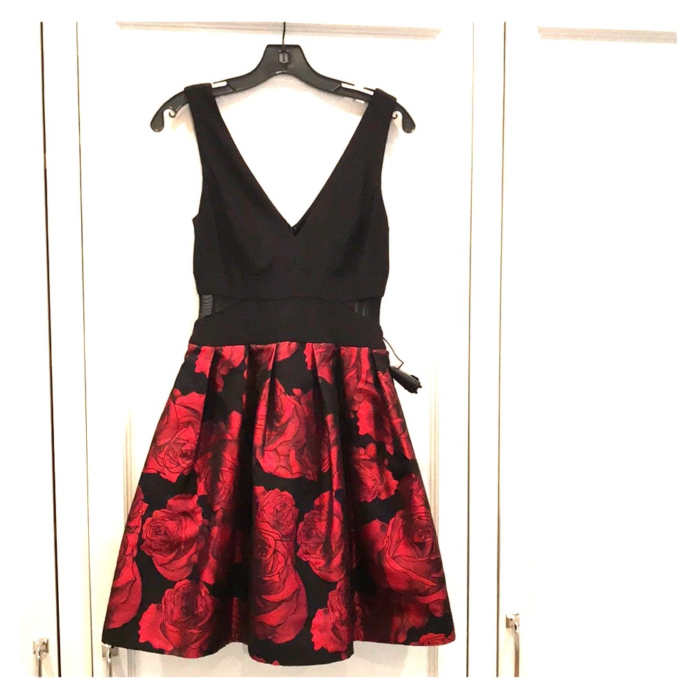 Aqua party dress with sheer mesh insets